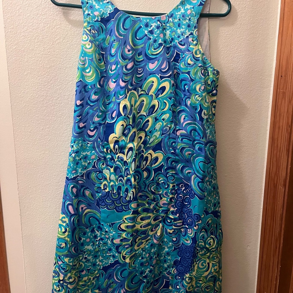 Lilly Pulitzer Blue, Teal & Seafoam Swirl Print Dress